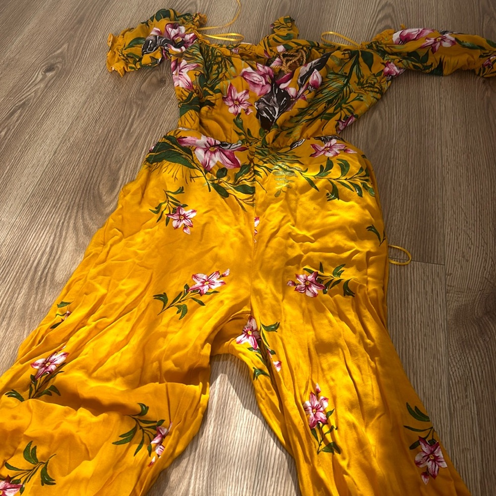 Fashion Nova Yellow Floral Jumpsuit
